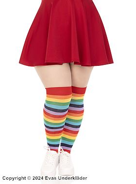 Stockings, fargerike striper, plus size